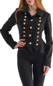 AZALEA WANG Xenia Faux Suede Military Jacket