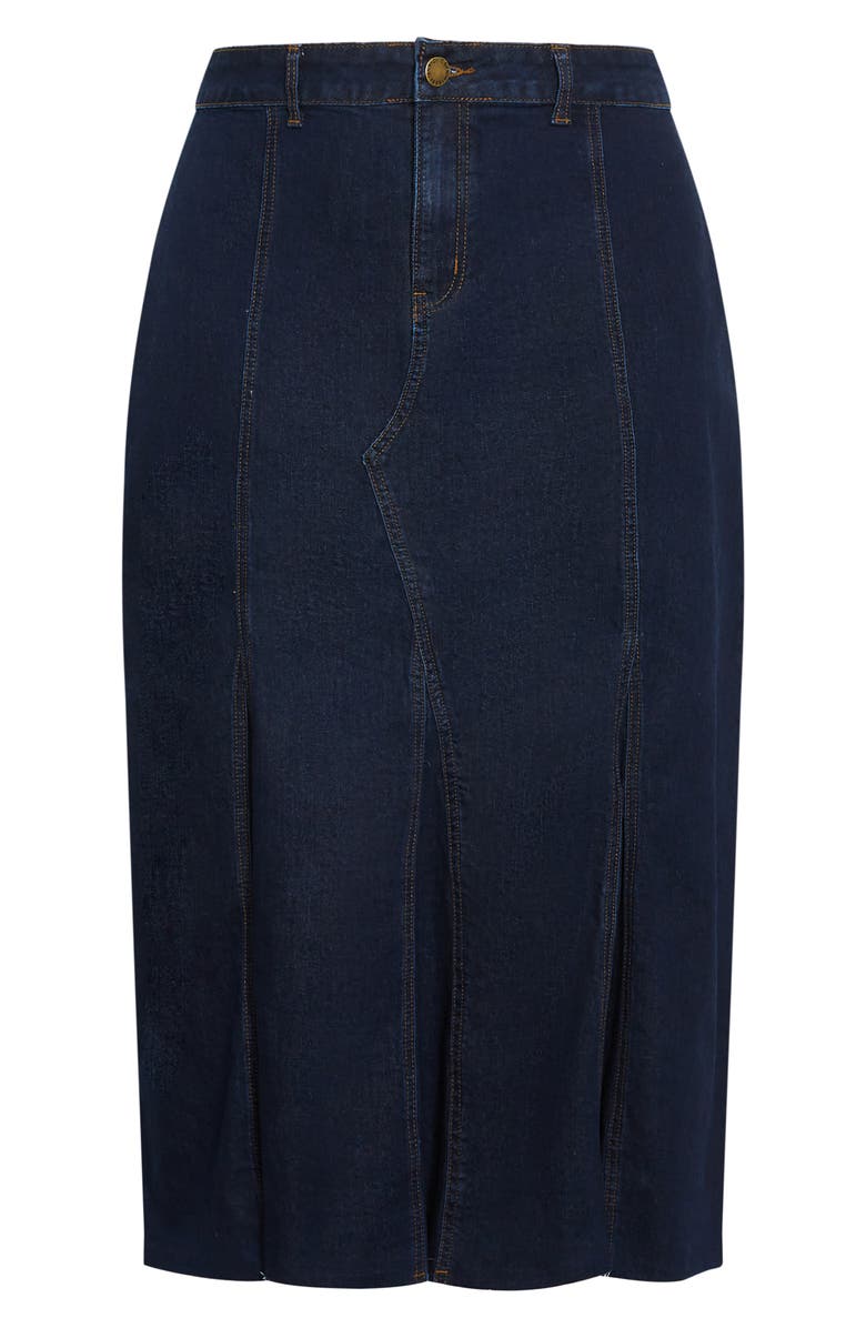 City Chic Laylo Denim Midi Skirt, Main, color, Dark Wash