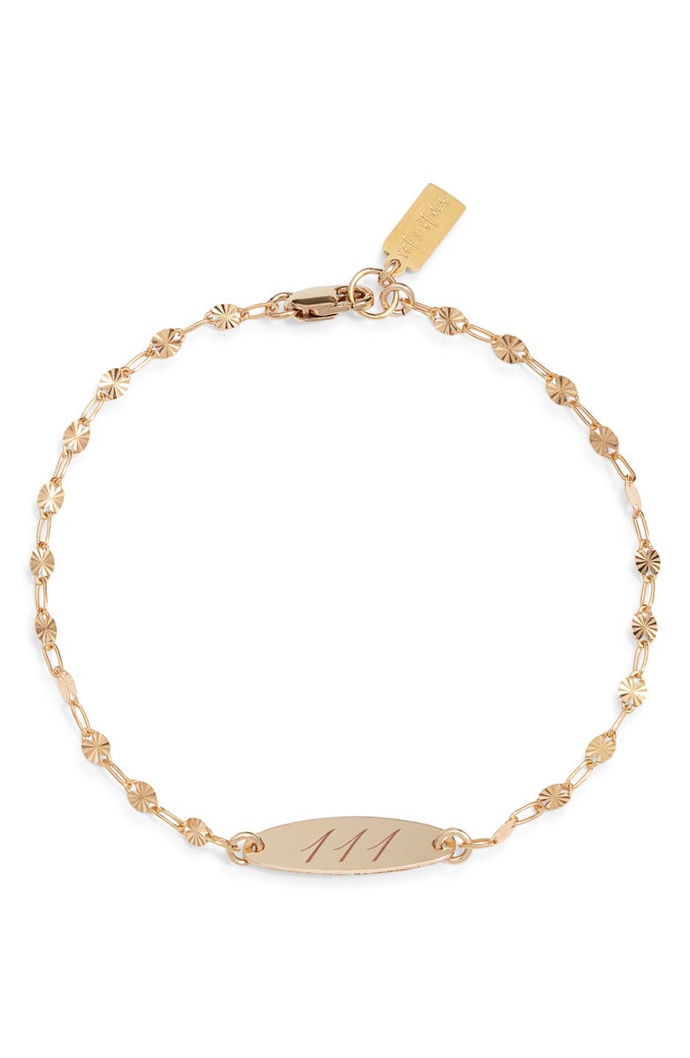 Set & Stones Engraved Angel Number Bracelet, Main, color, Gold / 111
