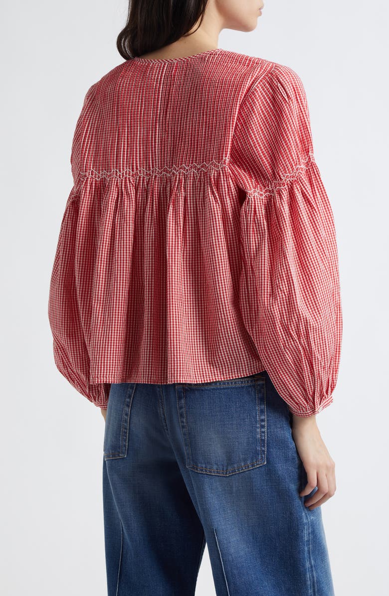 MILLE Vivienne Cototn Gingham Peasant Top, Alternate, color,