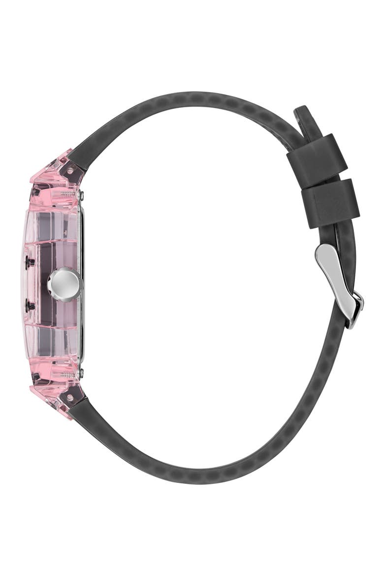 Sporting Pink & Black Multifunction Silicone Strap Watch, 42mm x 43mm, Alternate, color, BLACK