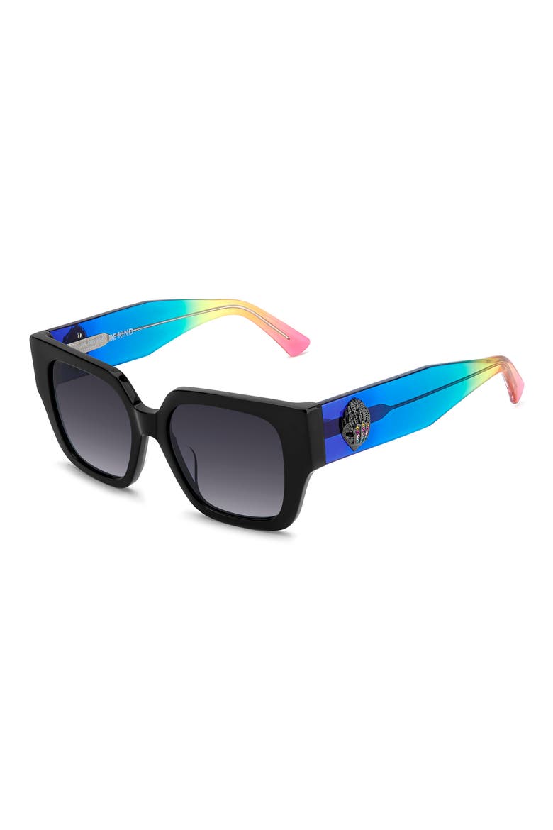 53mm Rectangular Sunglasses, Alternate, color, BLACK/ DARK GREY SF