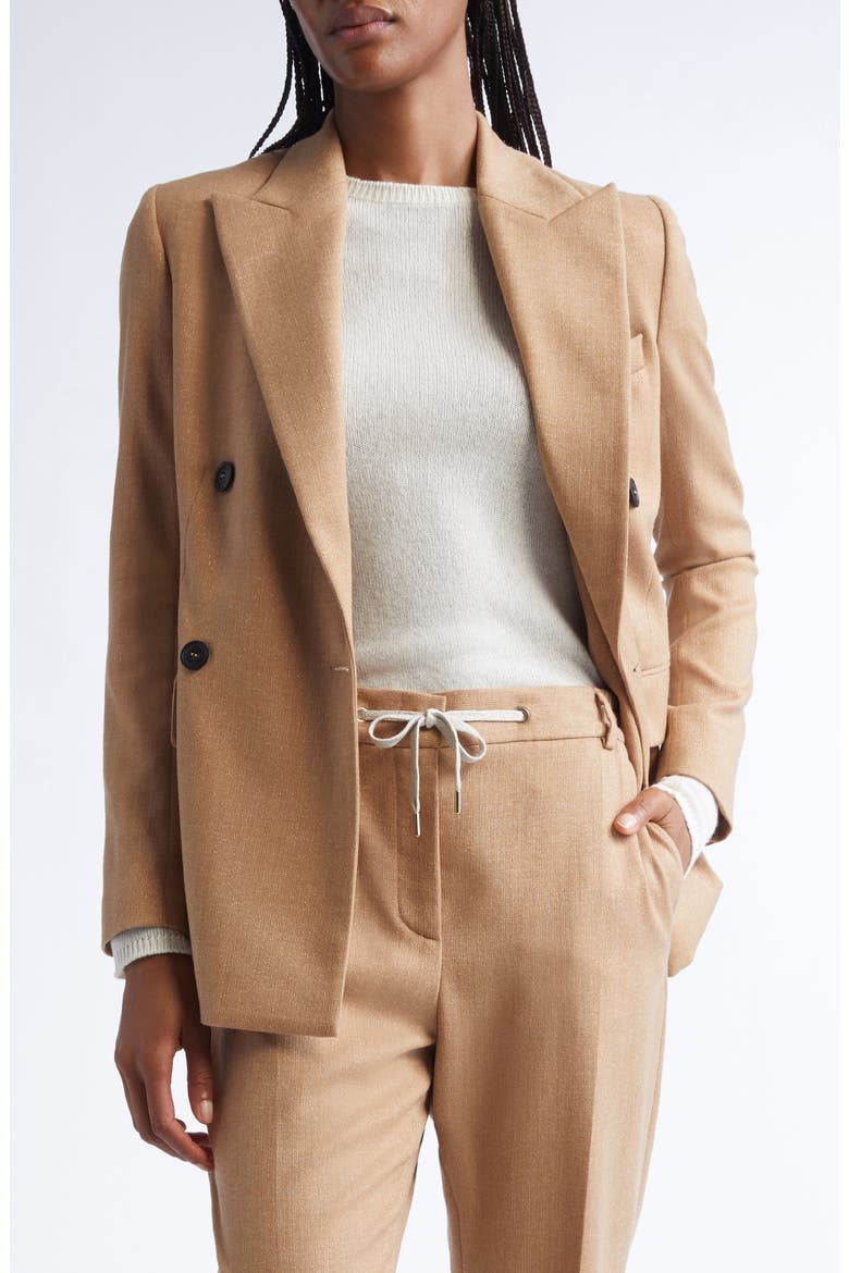 Shimmer Virgin Wool Blend Blazer, Main, color, 02 SAND