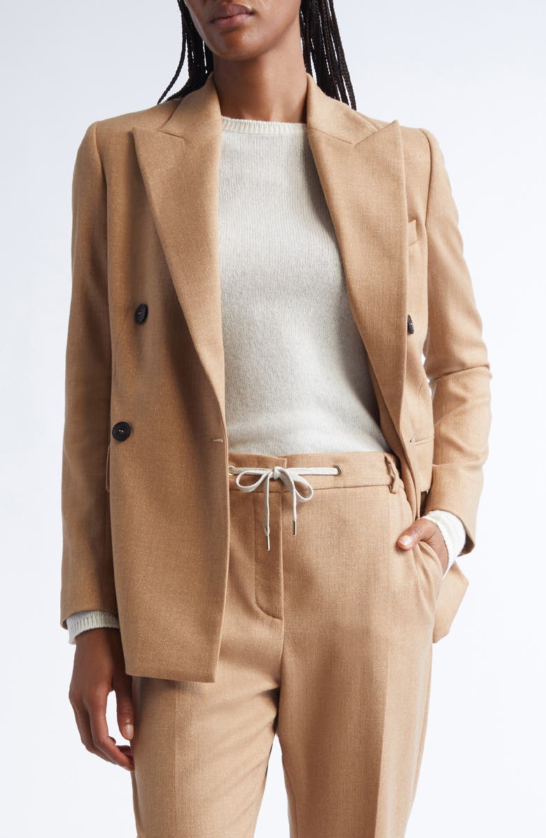 Eleventy Shimmer Virgin Wool Blend Blazer, Main, color, 02 Sand