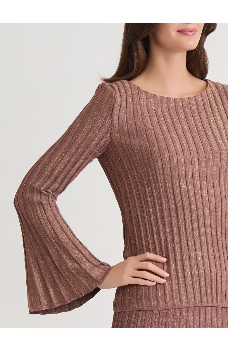 Misook Lurex Bell Sleeve Soft Knit Tunic, Alternate, color, Midnight Umber