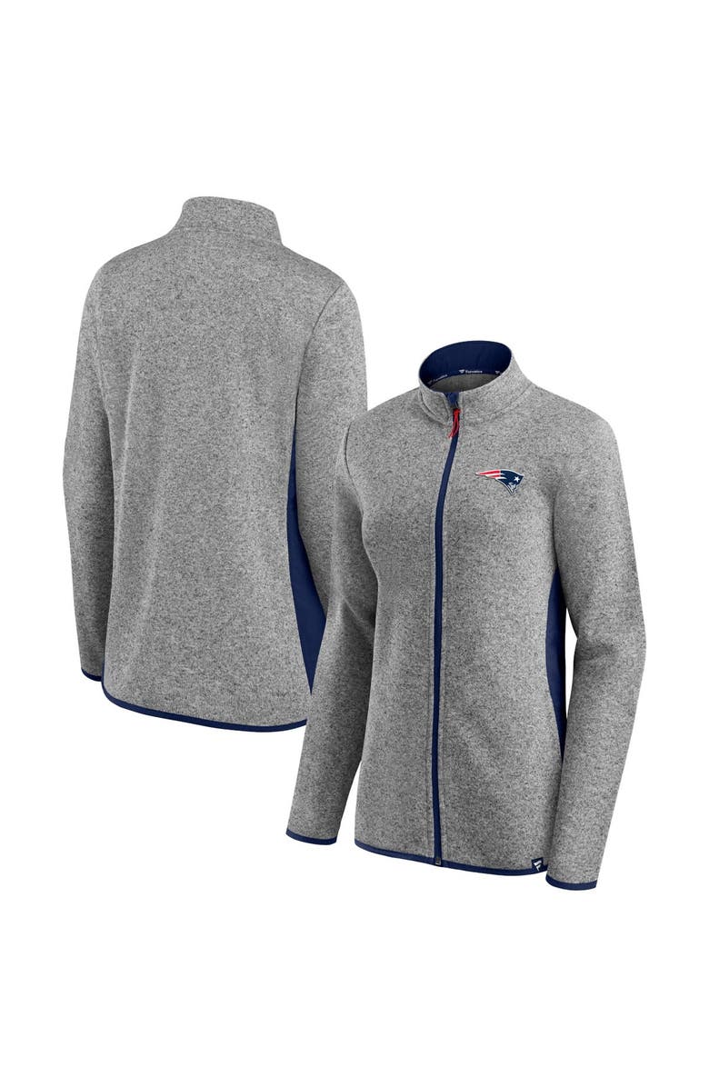 FANATICS Women's Fanatics Branded Heathered Gray/Navy New England Patriots Block Party Primary Logo Full-Zip Jacket, Alternate, color, 