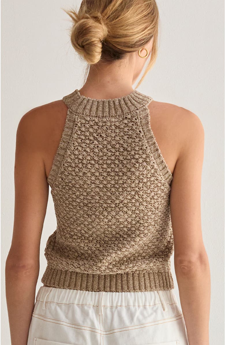 CRESCENT Basket Weave Halter Knit Top, Alternate, color, Sand