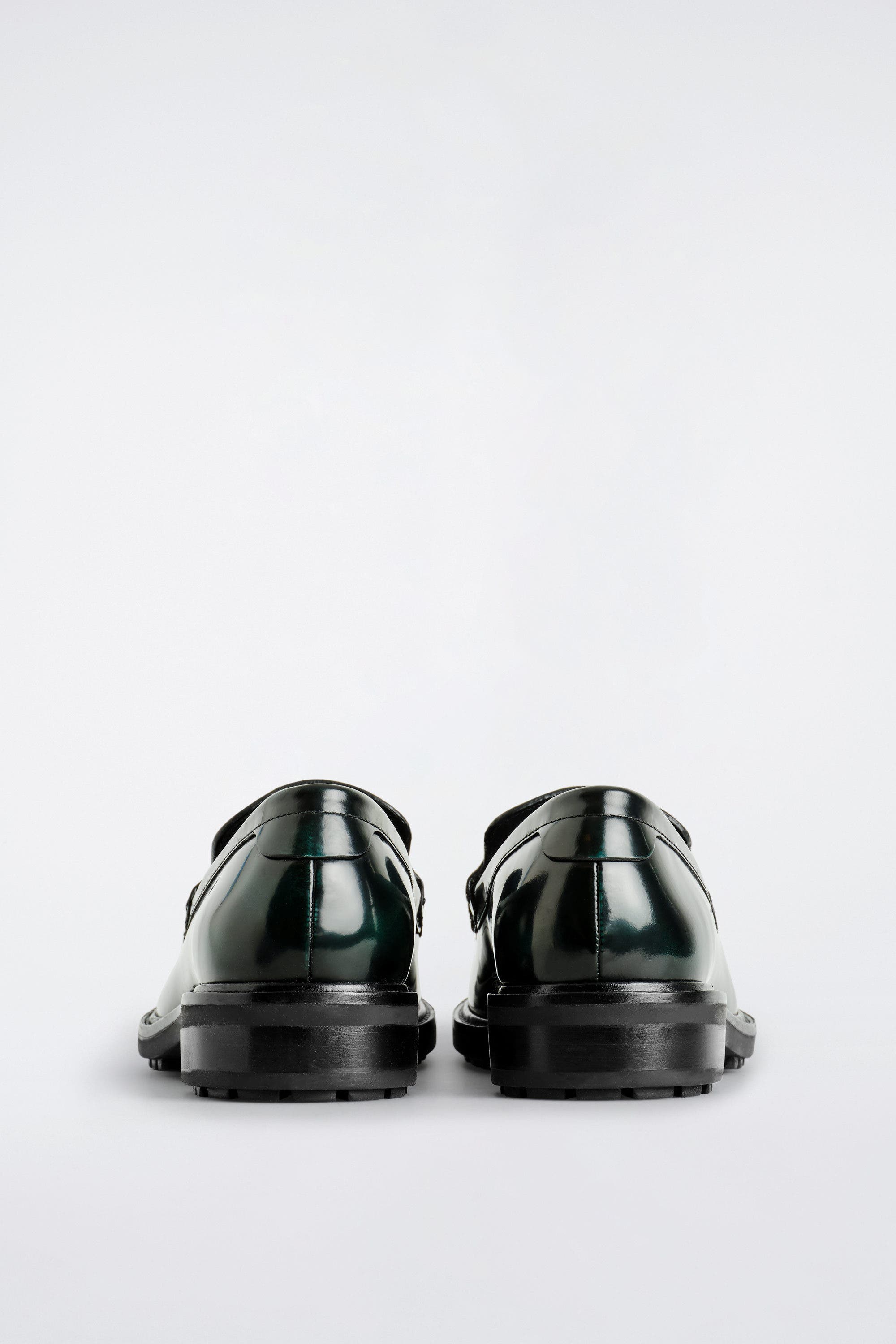 COS Rubbed-leather Loafers, Alternate, color, Dark Green