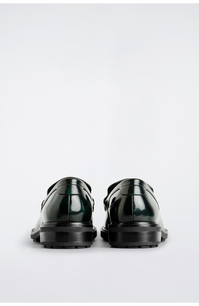 COS Rubbed-leather Loafers, Alternate, color, Dark Green