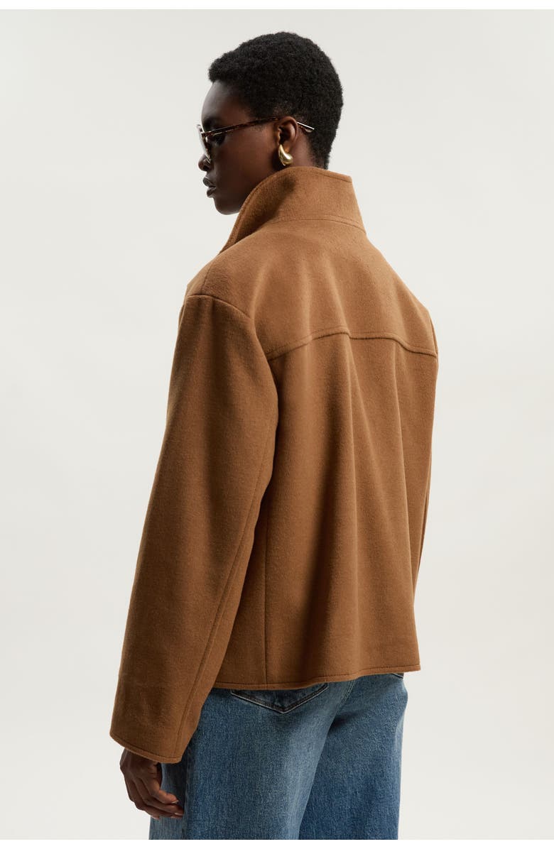 Karen Millen Brushed Wool Funnel Neck Short Coat, Alternate, color, Camel