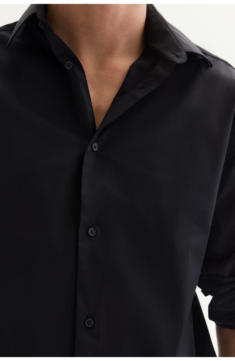 H&M Slim Fit Stretch Shirt, Alternate, color, Black