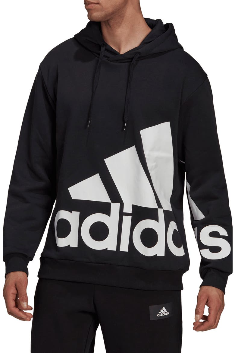 Essentials Fleece Hoodie, Main, color, BLACK/ WHITE