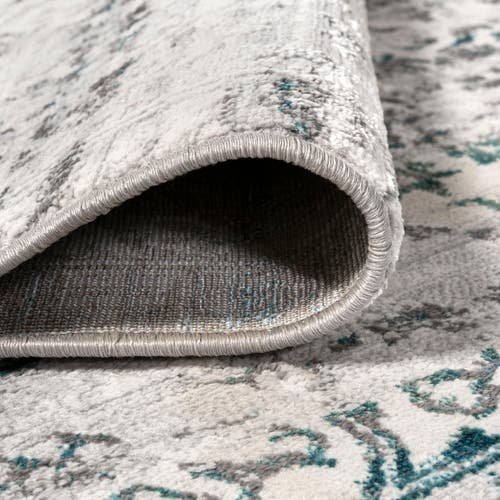 Jonathan Y Tidal Modern Strie' Area Rug In Gray/turquoise