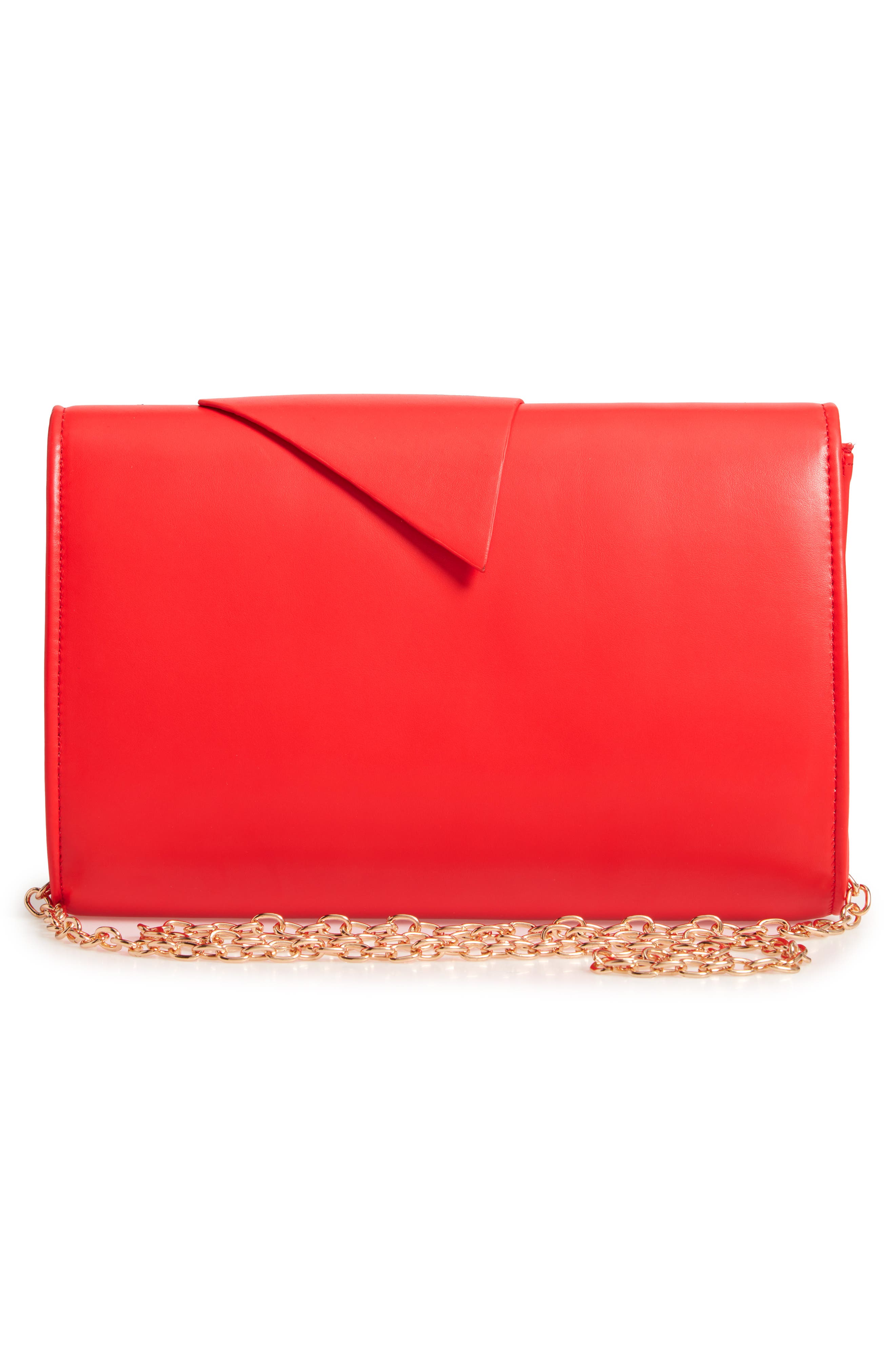 Street Level Bowtie Faux Leather Clutch, Alternate, color, 