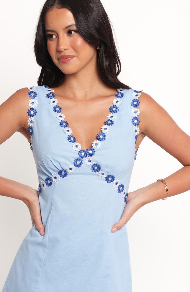 Petal & Pup Peri Appliqué Cotton & Linen Minidress, Alternate, color, Blue