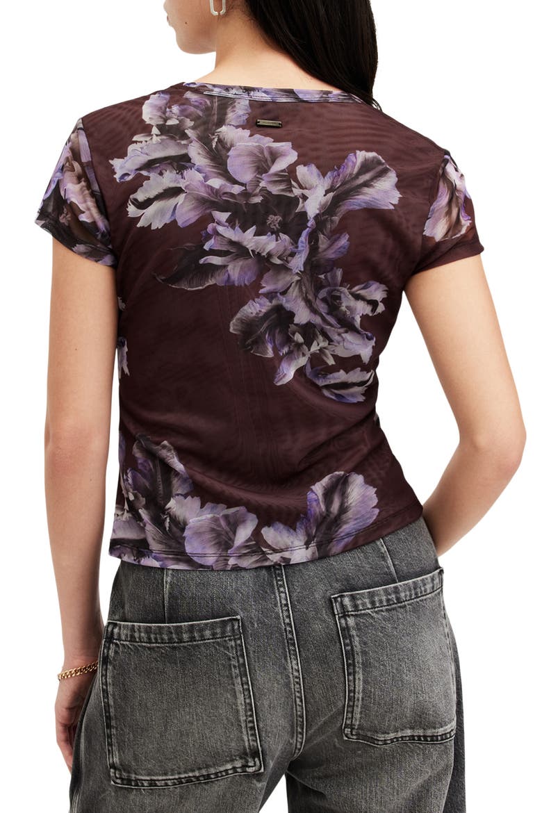 Ellie Floral Mesh T-Shirt, Alternate, color, MONICA OXBLOOD RED