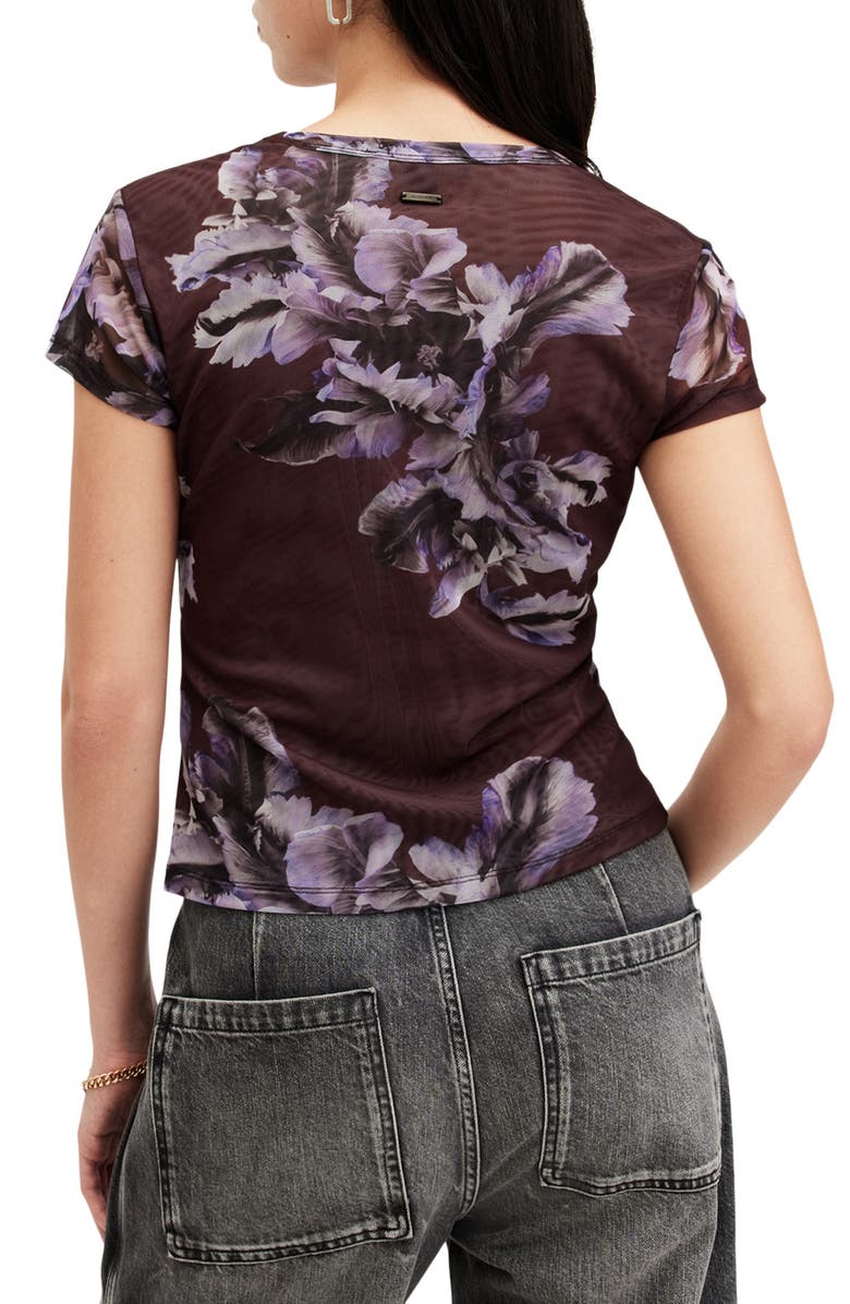 AllSaints Ellie Floral Mesh T-Shirt, Alternate, color,