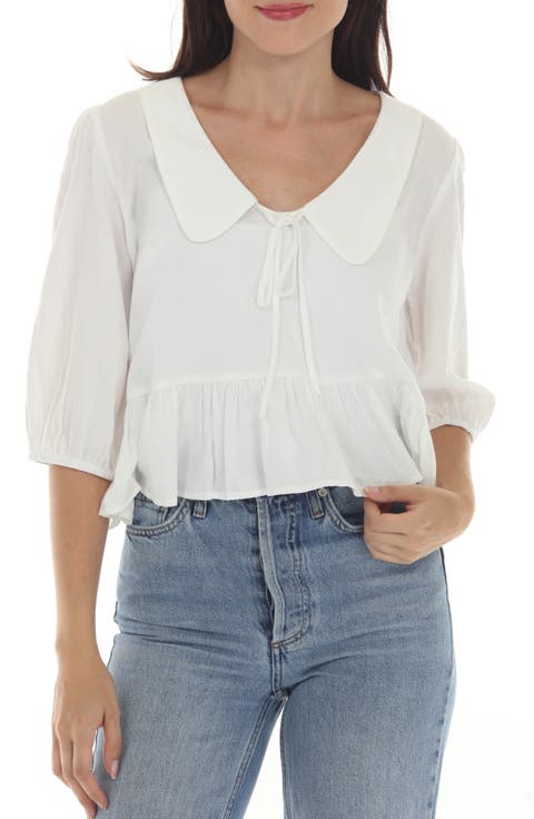 Peter Pan Collar Ruffle Top
