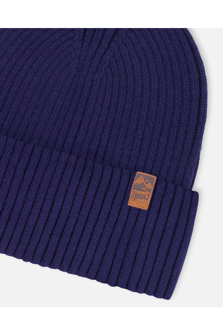 Gender Inclusive Rib Knit Beanie Hat, Alternate, color, Navy Blue
