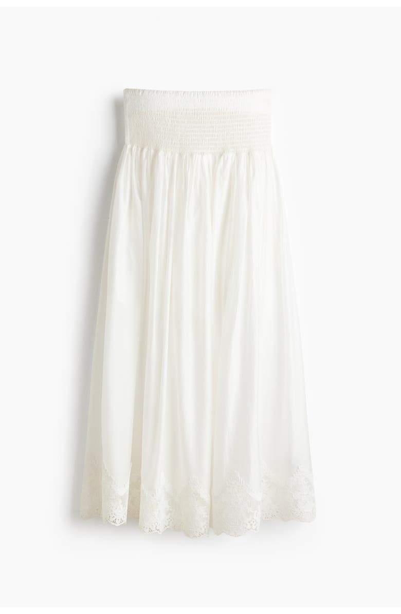H&M Lace-trimmed Smocked Skirt, Main, color, White