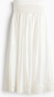 H&M Lace-trimmed Smocked Skirt