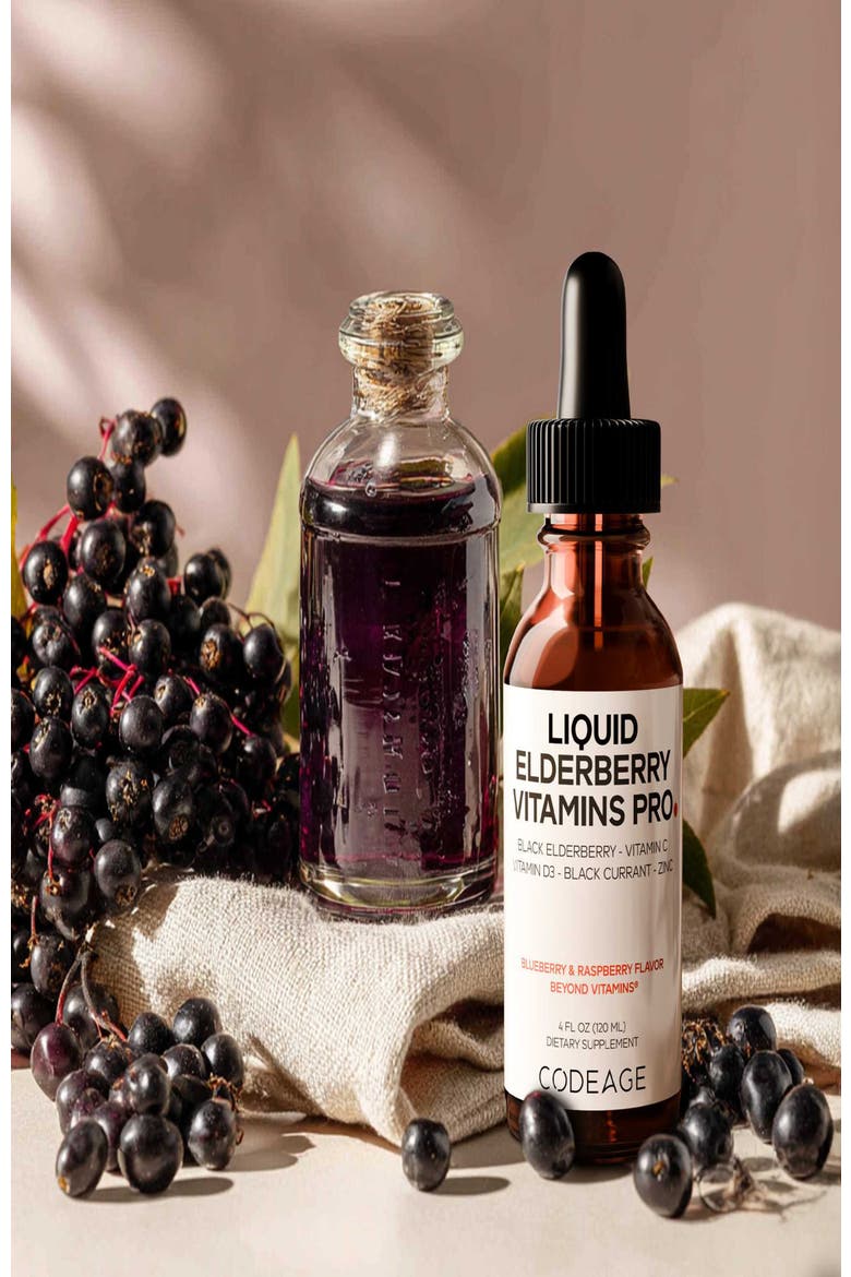 Black Elderberry Syrup Supplement for Kids & Adults, Alternate, color, White