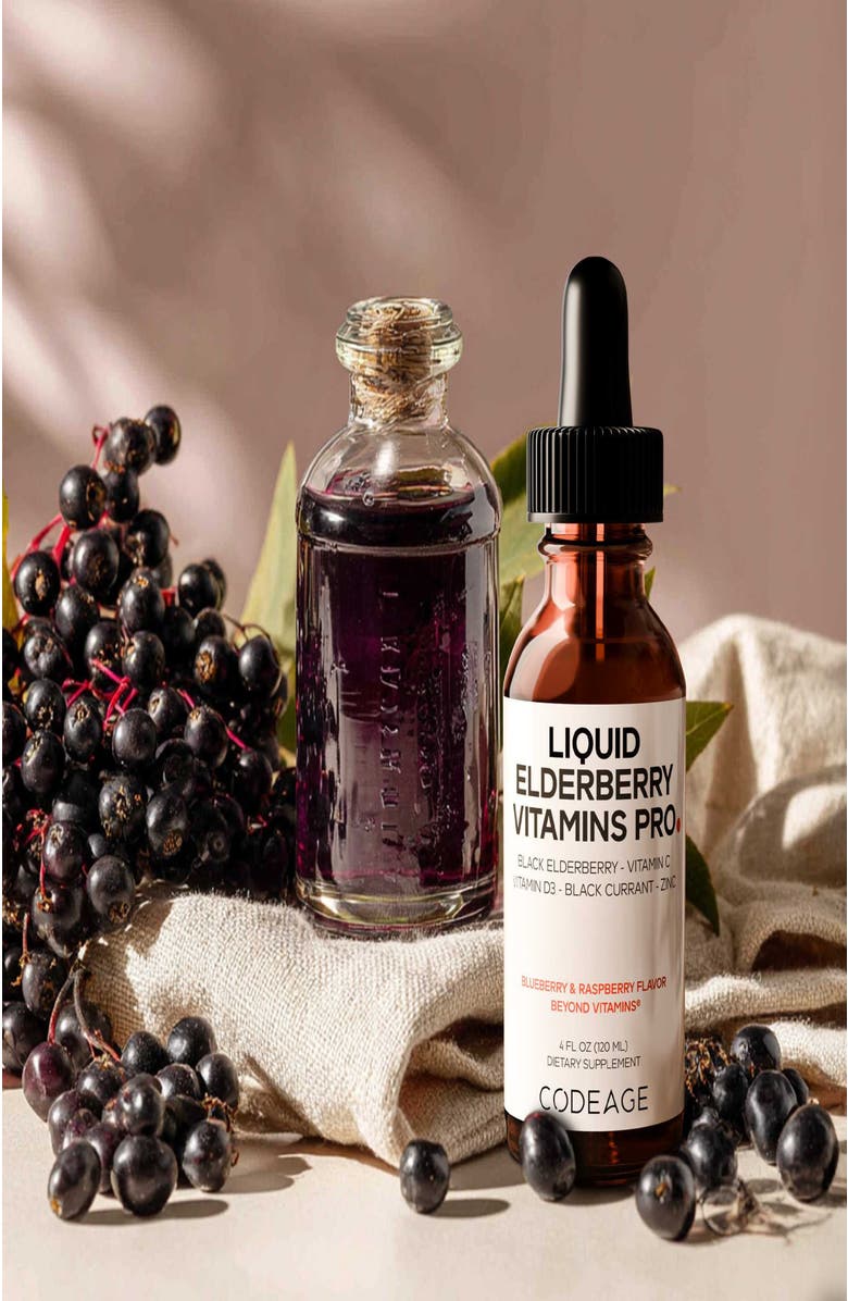 Codeage Black Elderberry Syrup Supplement for Kids 
Adults, Alternate, color, White