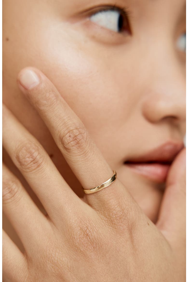 Hammered Slim Band Ring, Alternate, color, 14KT SOLID GOLD