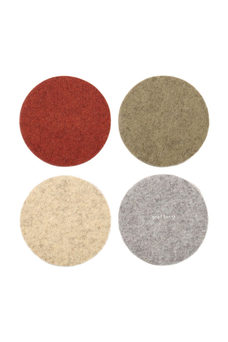 Bierfilzl Merino Wool Round Coaster Solid 4 Pack, Main, color, Ikebana