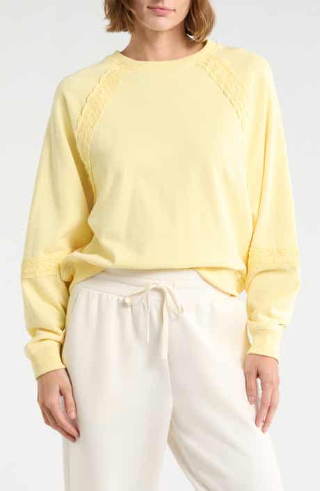 YOGALICIOUS Lace Trim Crewneck Sweatshirt