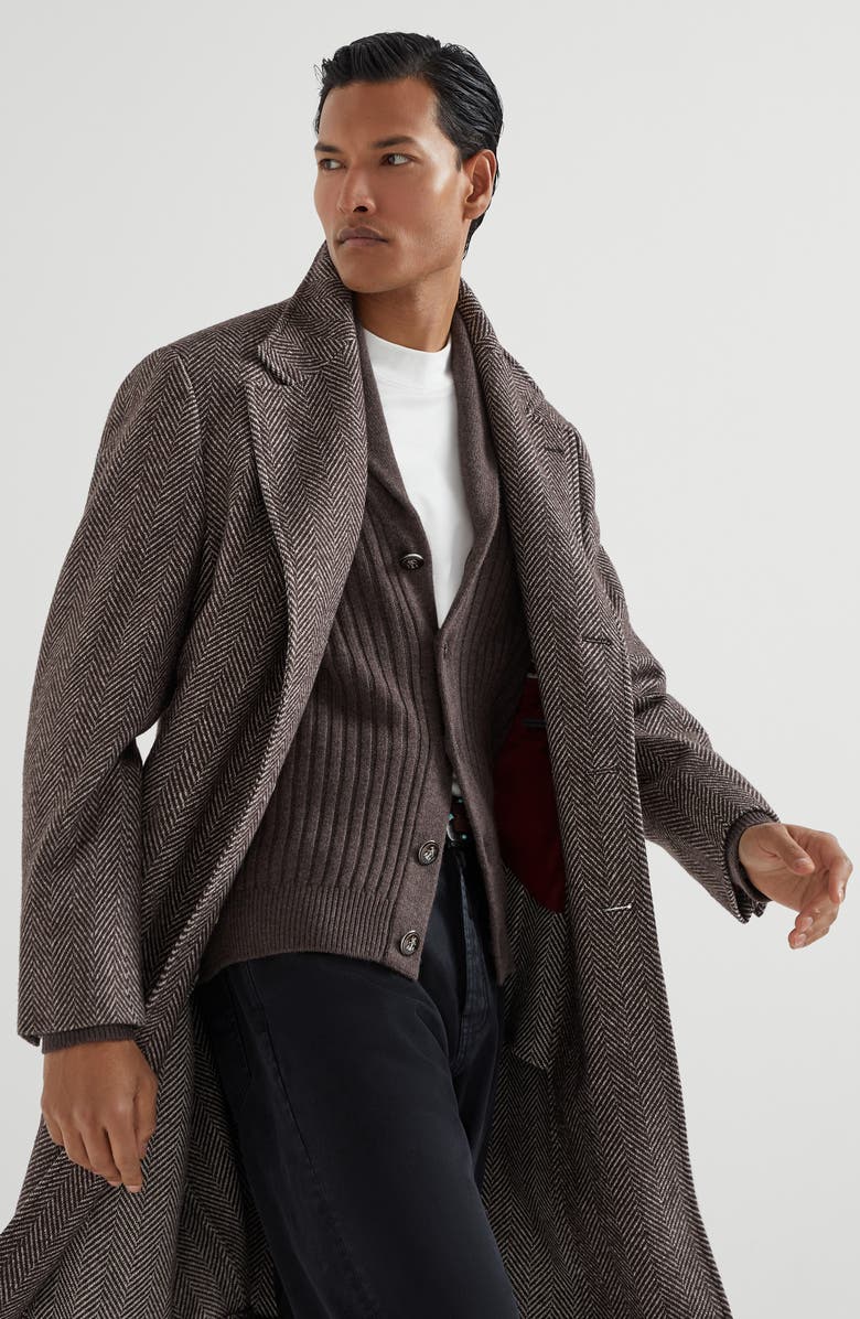 Brunello Cucinelli Cardigan with metal buttons, Alternate, color, Brown