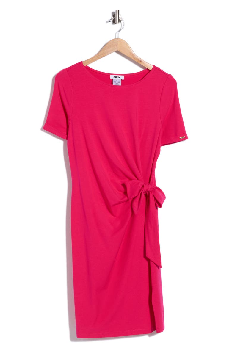Faux Wrap Dress, Alternate, color, DARK HOT PINK