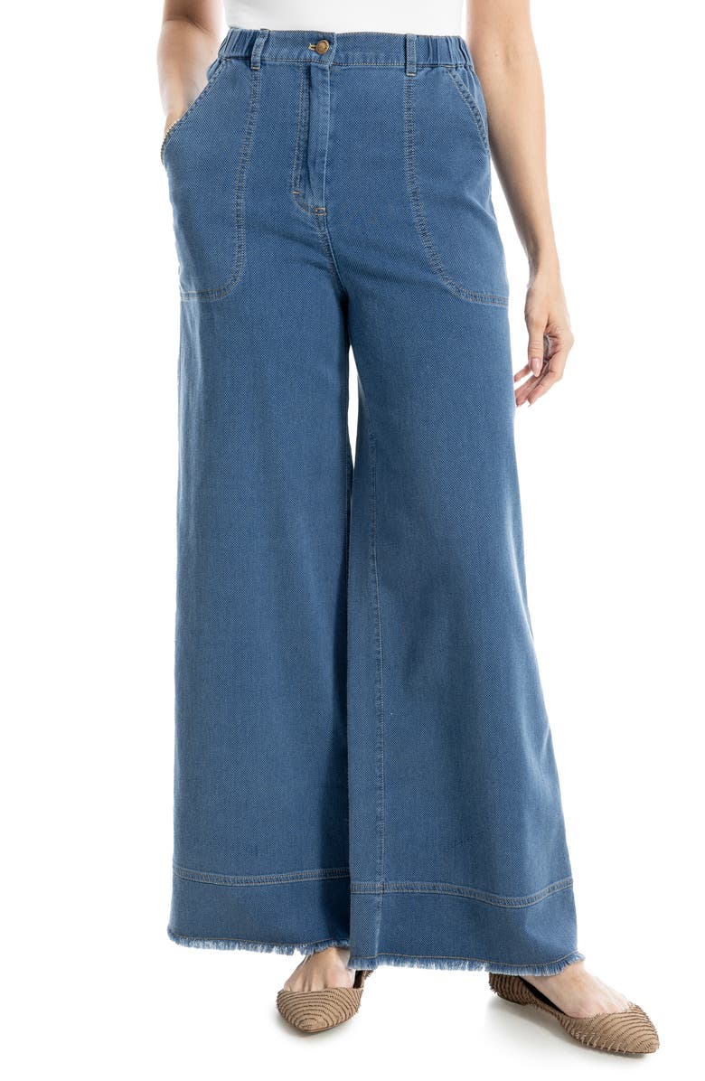 MAX STUDIO Pique Wide Leg Denim Pants, Main, color, Indigo-Indigo