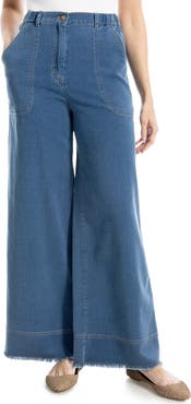 MAX STUDIO Pique Wide Leg Denim Pants