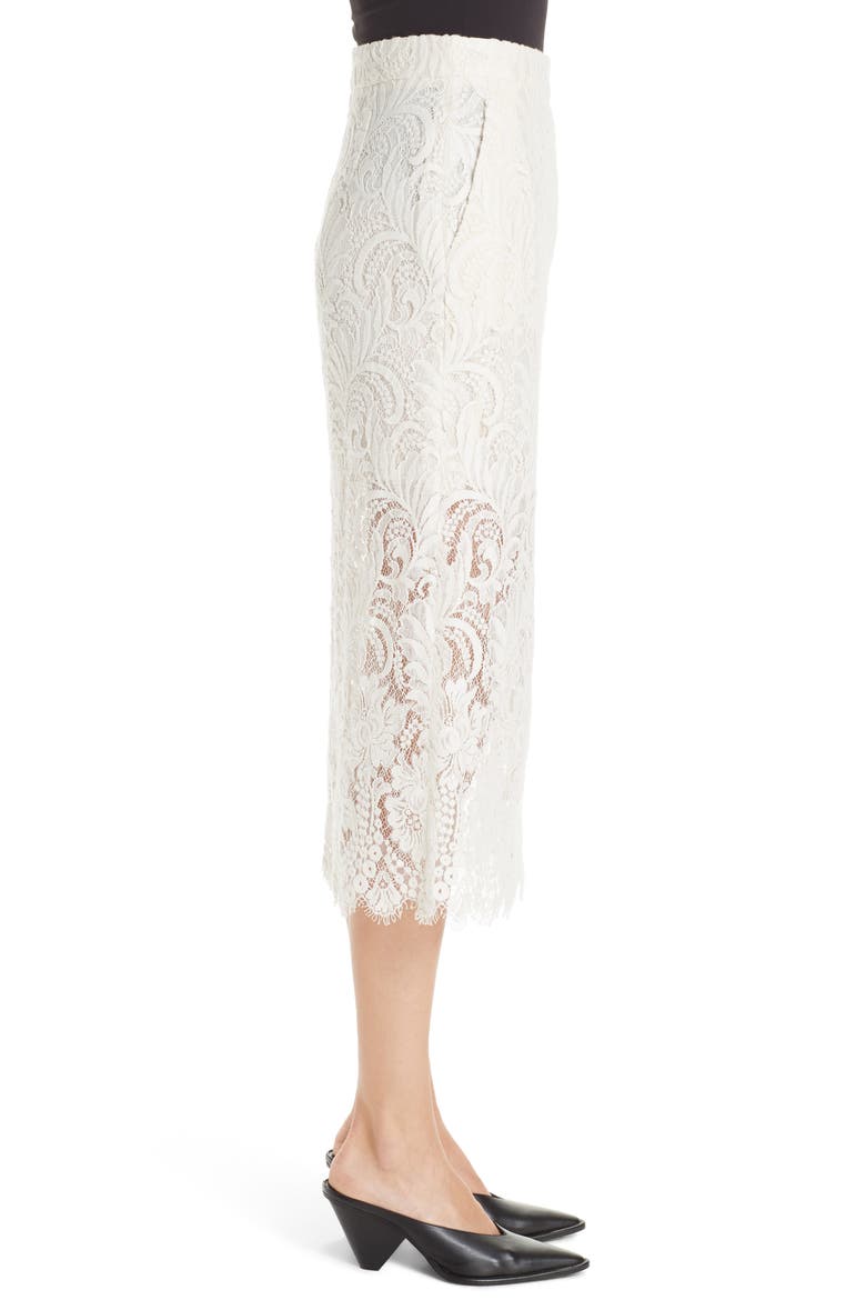 Lace Overlay Midi Pencil Skirt, Alternate, color, IVORY