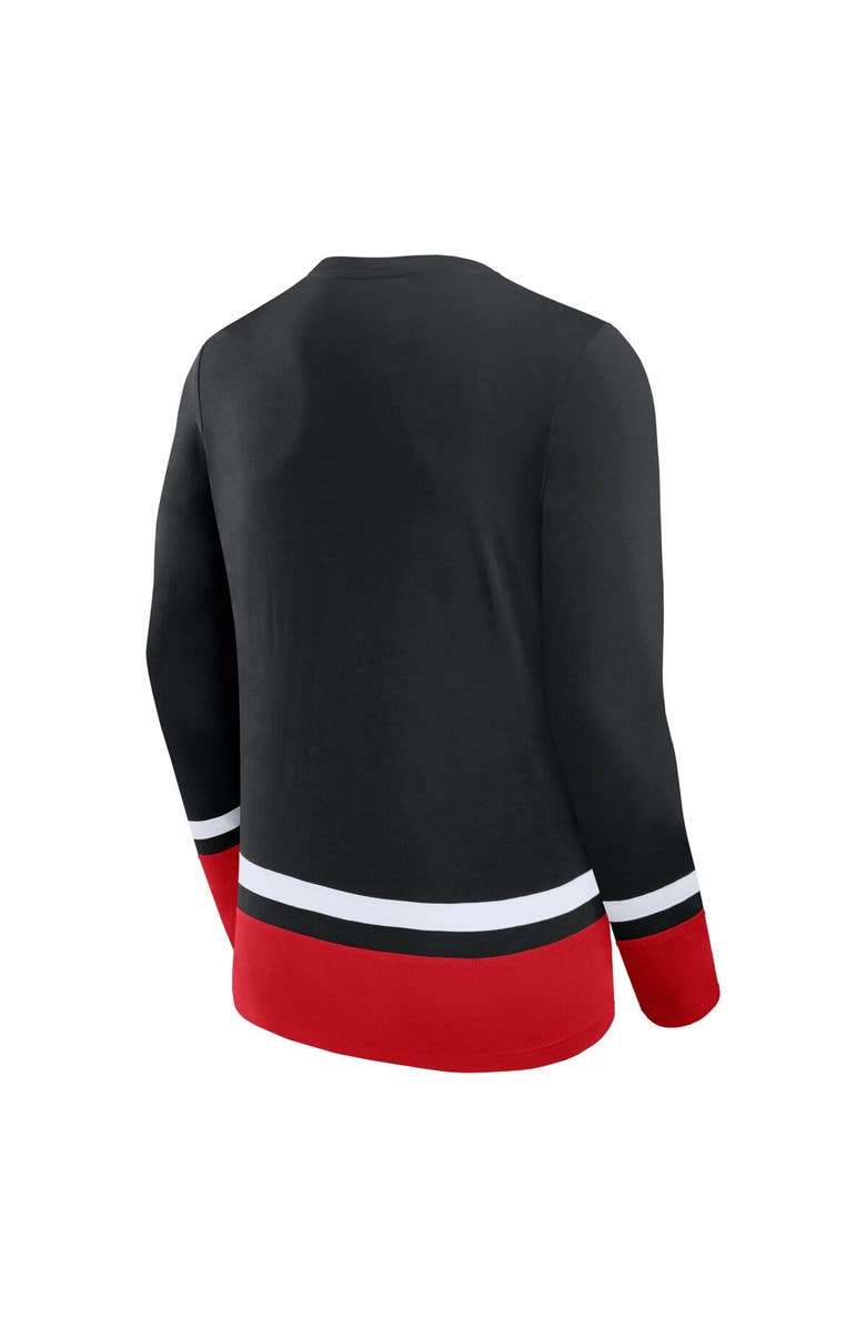 FANATICS Men's Fanatics Branded Black Carolina Hurricanes Back Pass Lace-Up Long Sleeve T-Shirt, Alternate, color, 