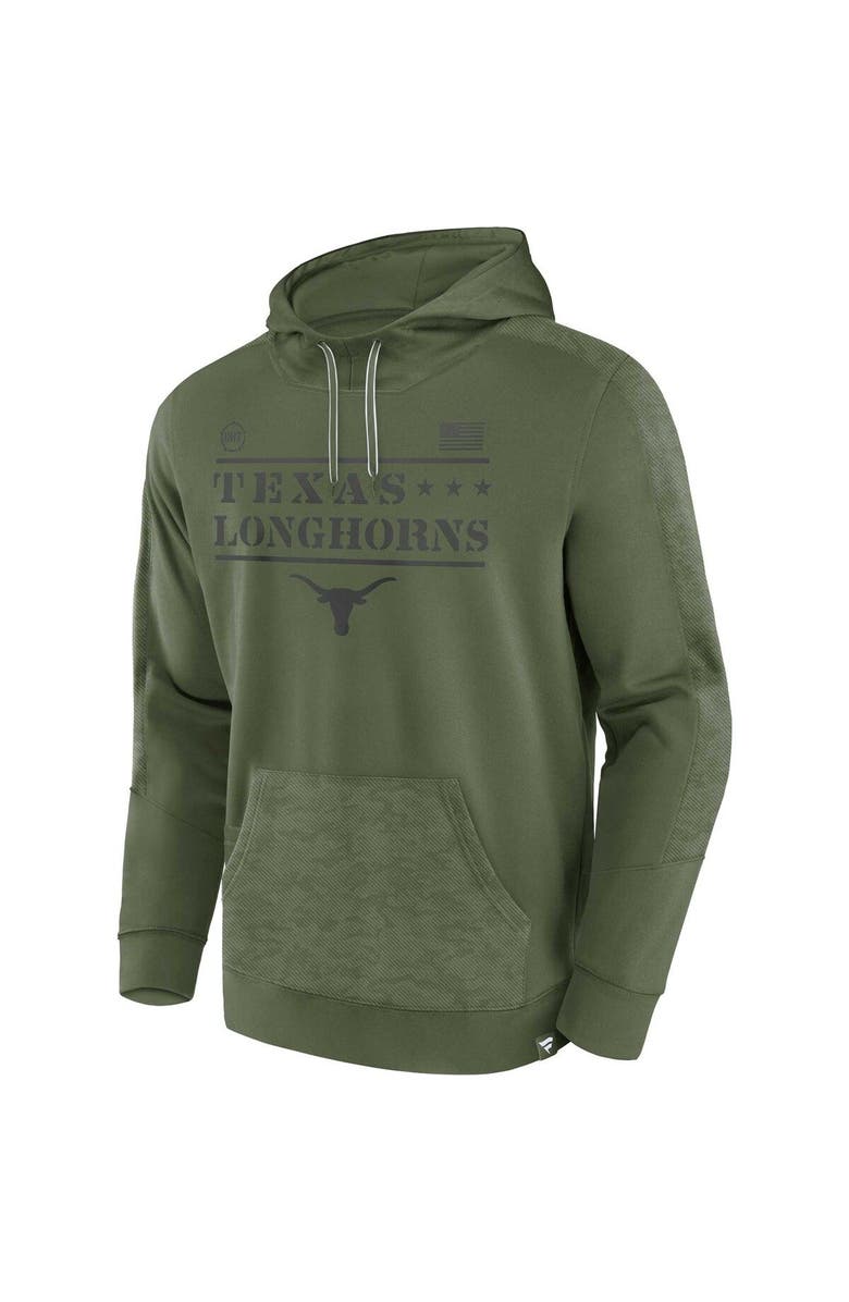 FANATICS Men's Fanatics Branded Olive Texas Longhorns OHT Military Appreciation Stencil Pullover Hoodie, Alternate, color, 