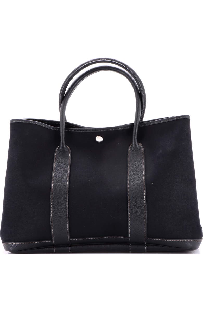 Pre-Owned Hermes Garden Party Tote Toile and Leather 36, Main, color, Noir