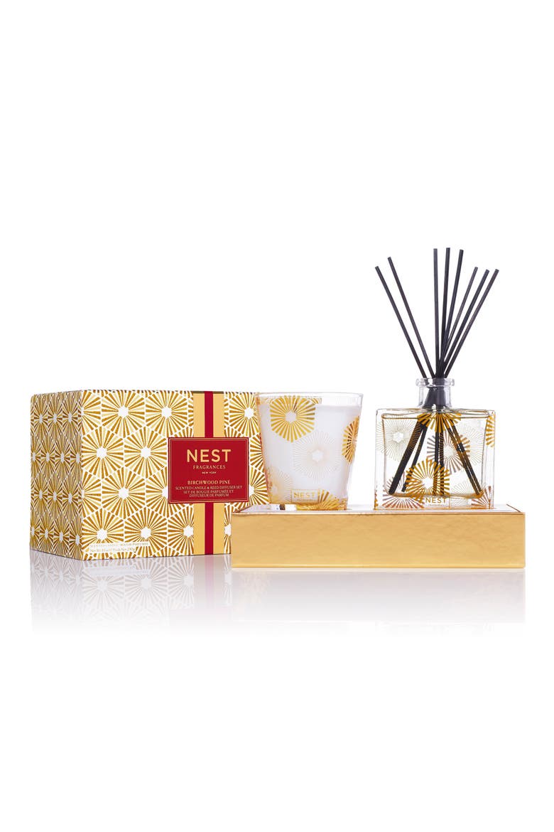 NEST Fragrances Birchwood Pine Candle & Reed Diffuser Set, Main, color, NO COLOR