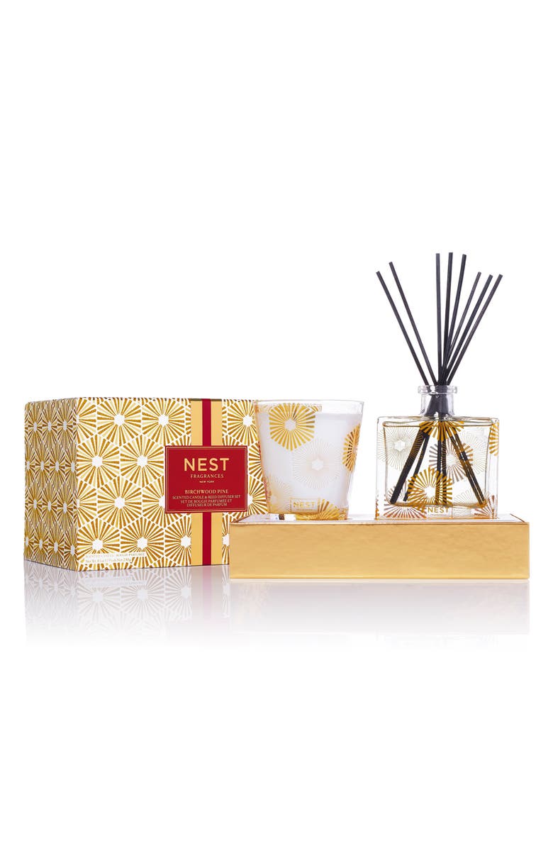 NEST New York NEST Fragrances Birchwood Pine Candle & Reed Diffuser Set, Main, color,