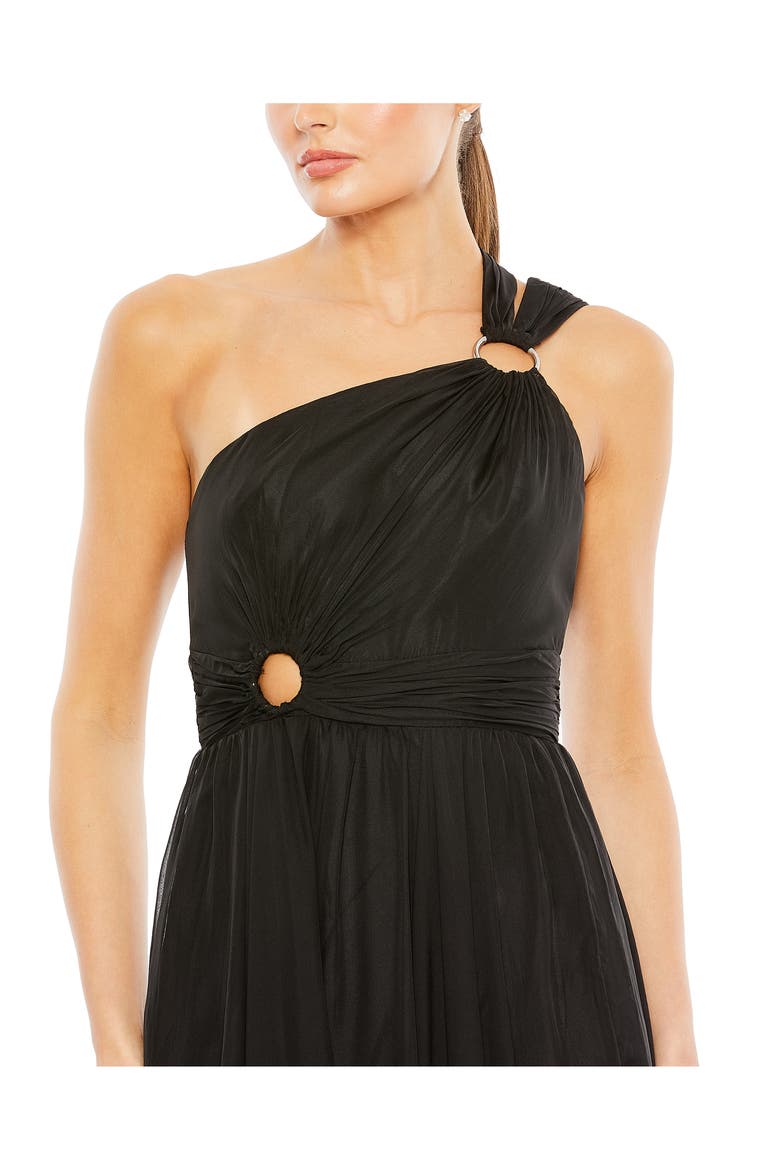 Stappy One-Shoulder A-Line Gown, Alternate, color, BLACK