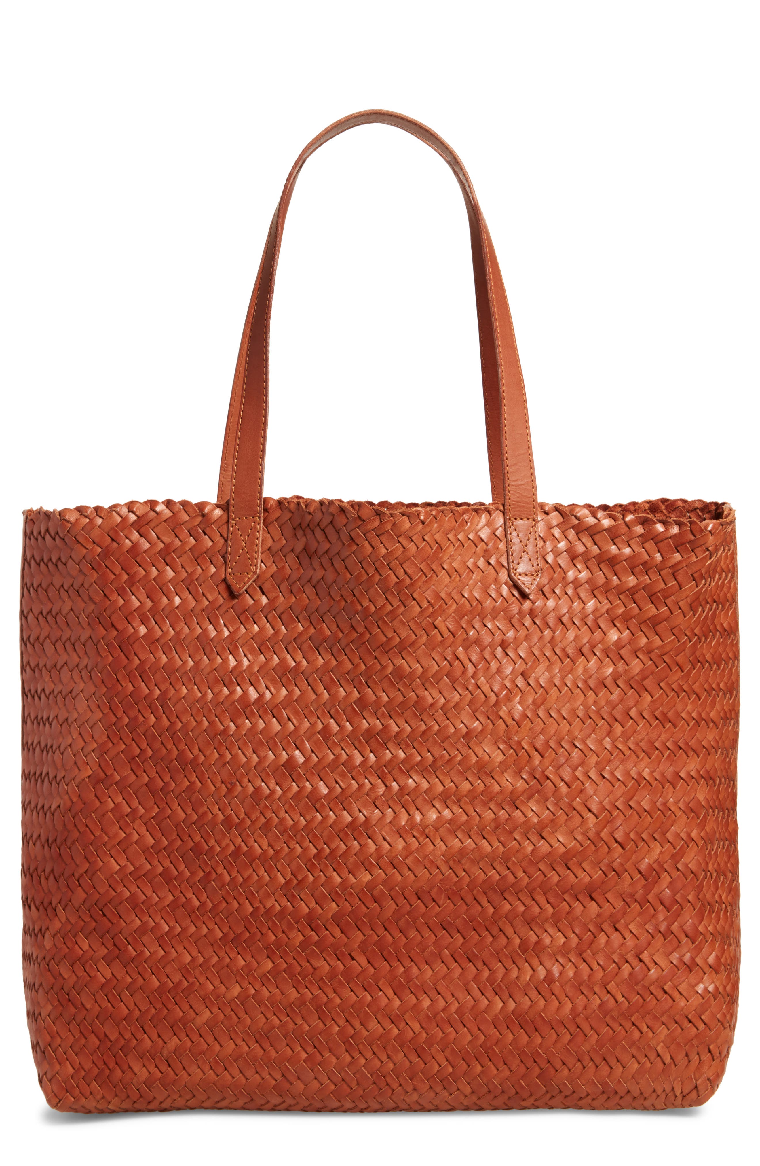 Madewell The Transport Leather Tote: Woven Edition, Main, color, 