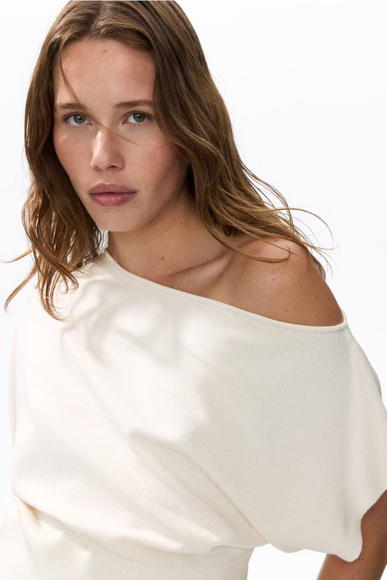 Fine-knit One-shoulder Top, Alternate, color, Cream