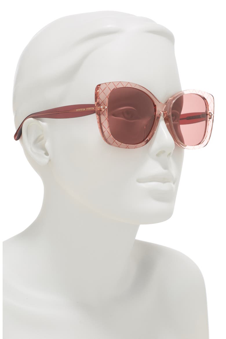 54mm Square Sunglasses, Alternate, color, PINK PINK PINK/PNK