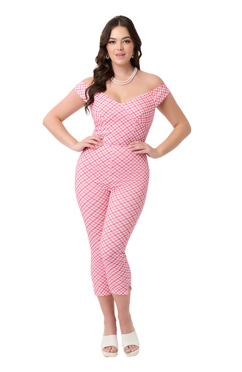 Unique Vintage Rachelle Capri Pants, Main, color, Pink Gingham