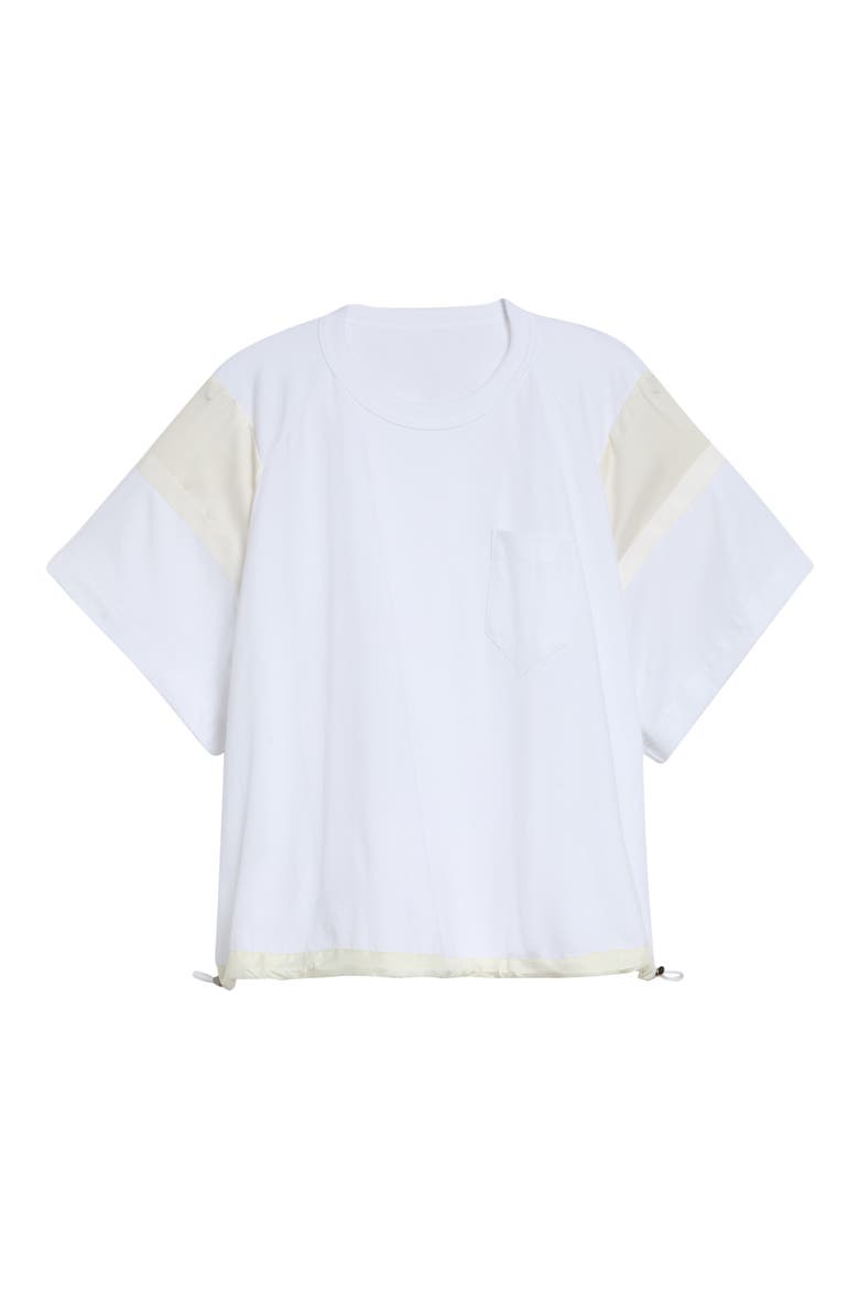 Oversize Satin & Cotton Jersey T-Shirt, Main, color, WHITE/ OFF WHITE