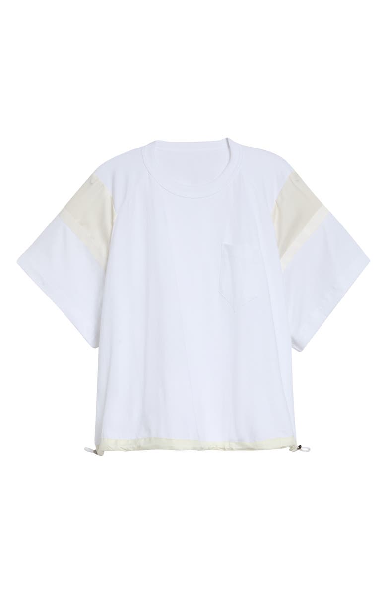 Sacai Oversize Satin & Cotton Jersey T-Shirt, Main, color, White/ Off White