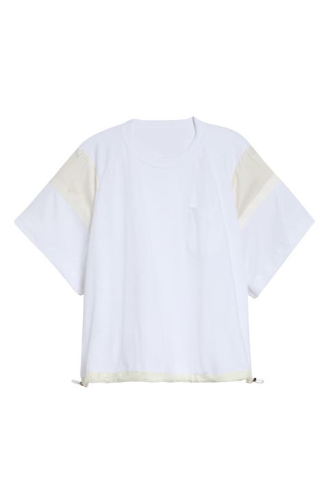 Oversize Satin & Cotton Jersey T-Shirt