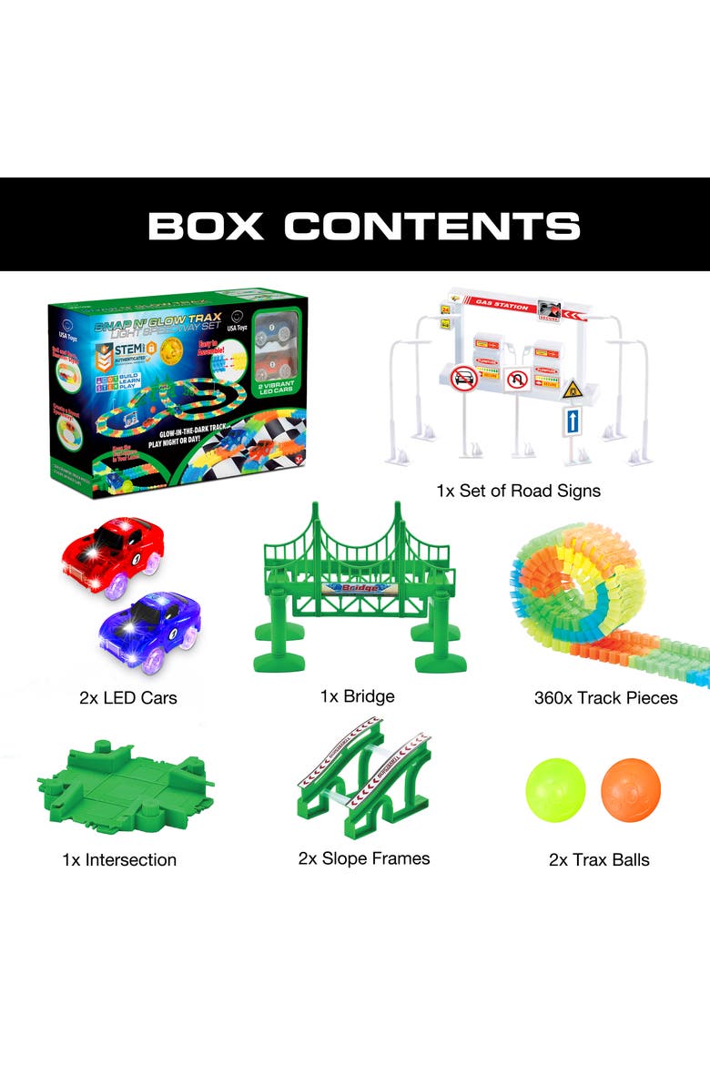 Glow Trax Glow in The Dark Race Tracks for Kids - 360pc, Alternate, color, Multi Color