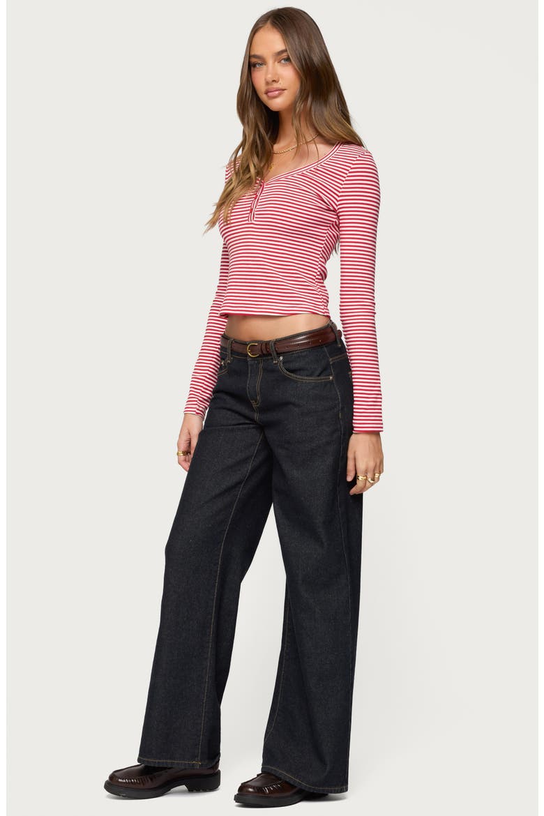 Jocelyn Stripe Stretch Cotton Crop Top, Alternate, color, RED-AND-WHITE